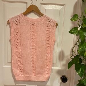 Handknit Pink Sweater Vest Handmade Feminine Cottagecore Dainty Spring Preppy